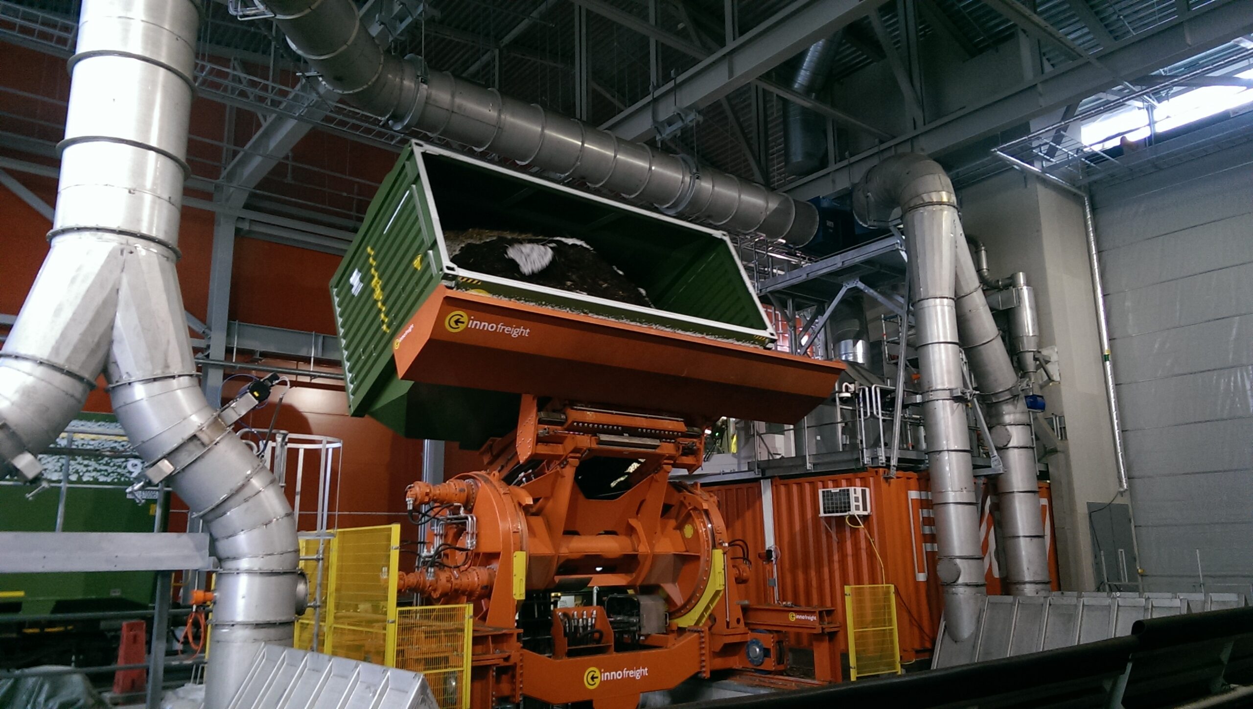 Container Tipping machine from innofreight, developed from FMW Industries