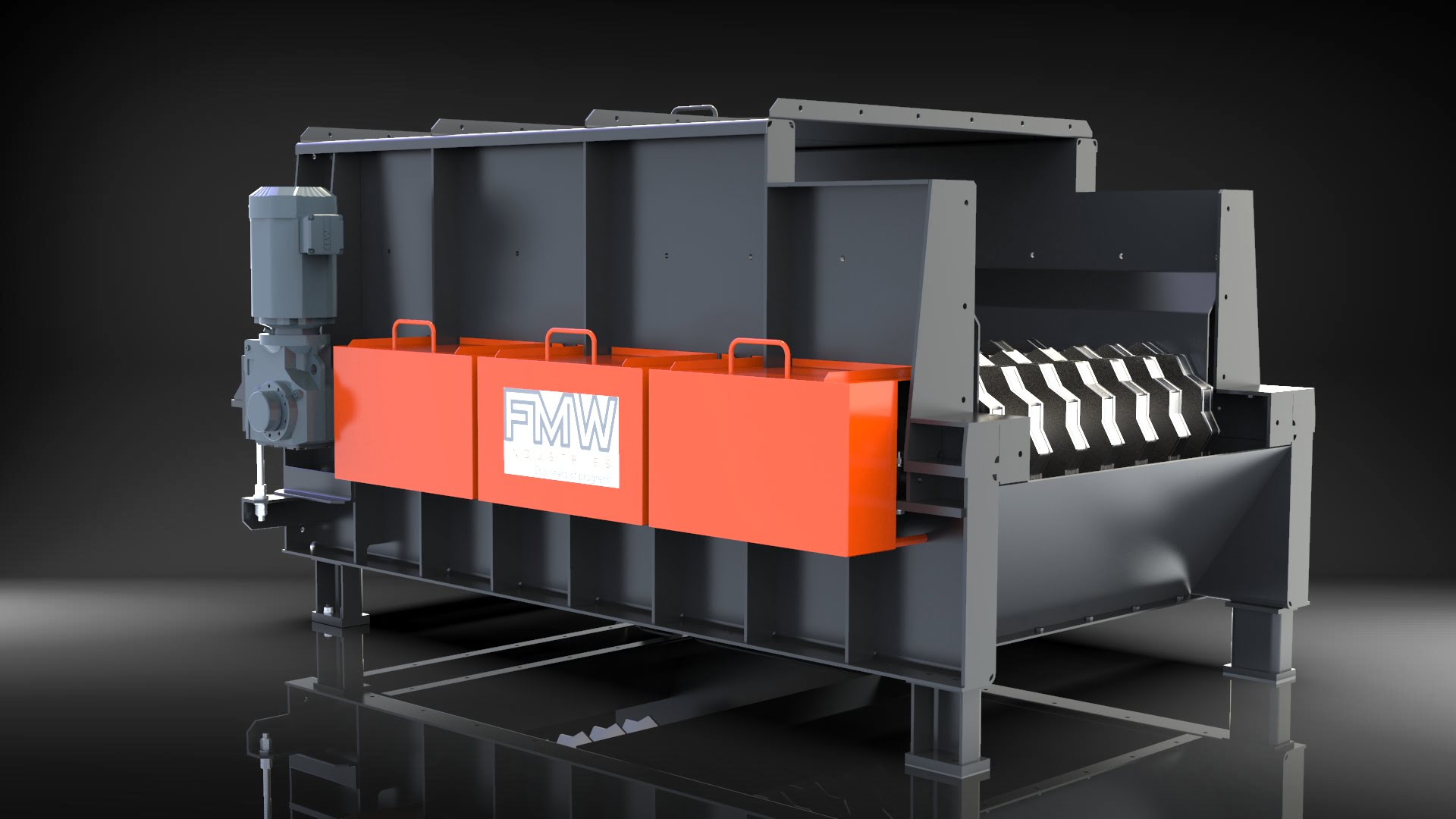 Rendering of an FMW Disc Screen for pre-sorting  wood chips